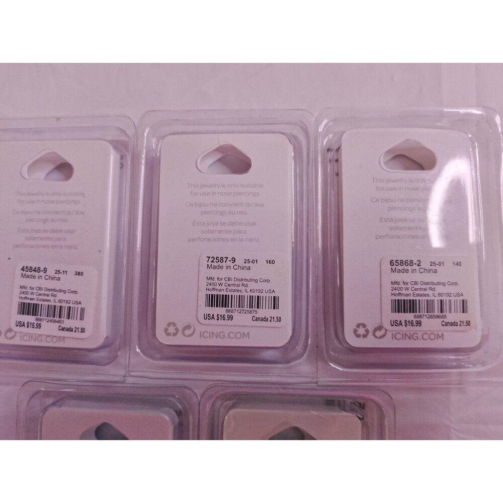 Claire's Icing Lot of 5 New Packages Body Jewelry for Nose Hoops Studs Variety - Picture 4 of 11